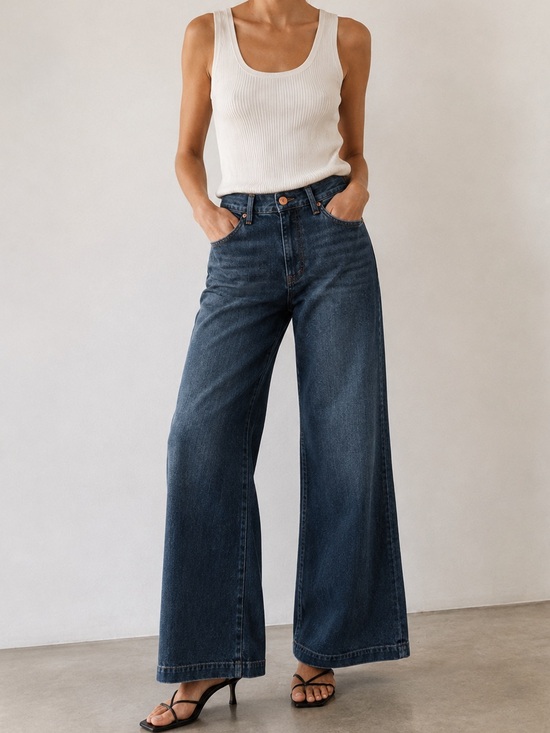 Theory Denim - Theory Wide Leg Jeans Size 4 Blue Denim High Rise